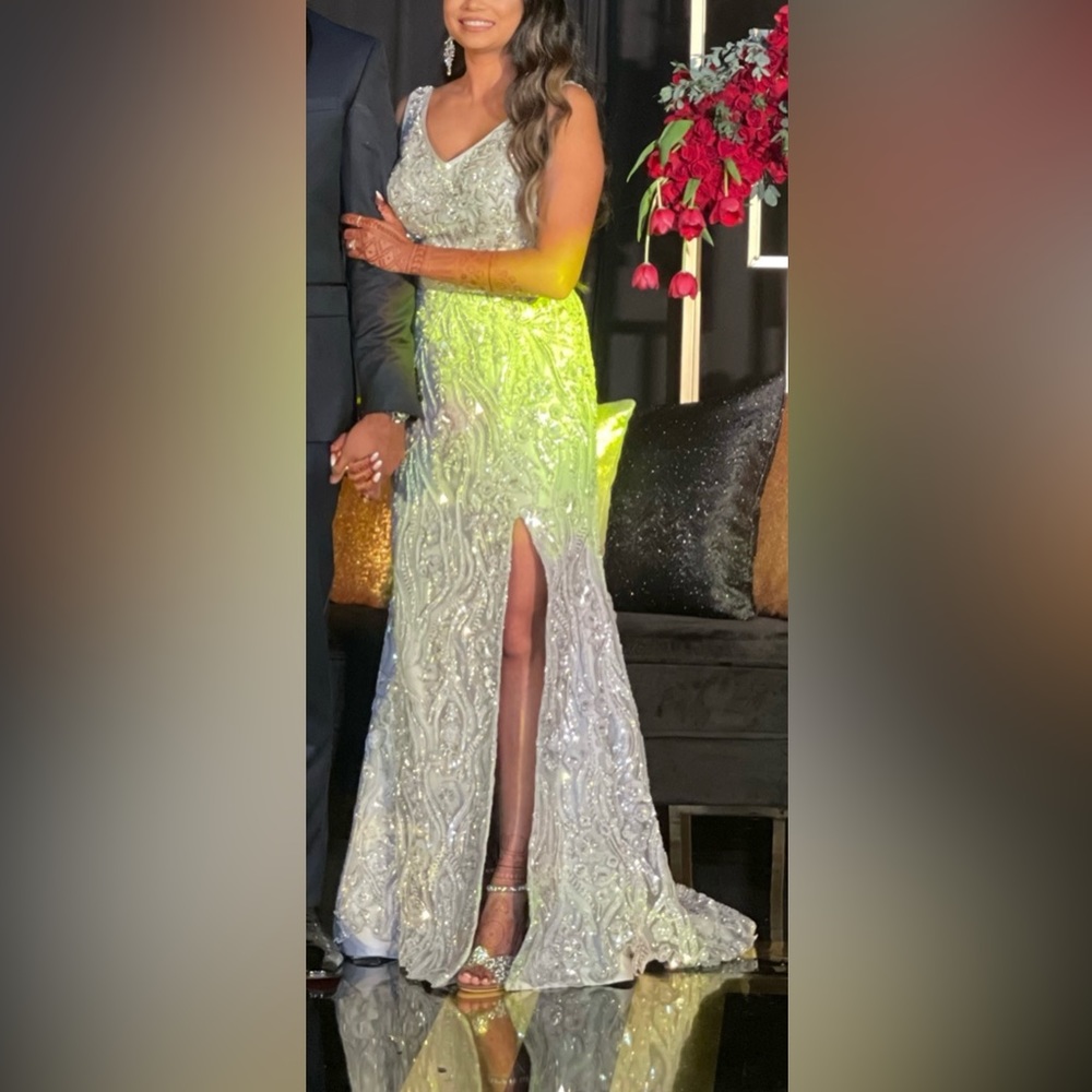 Embellished evening gown reception outfit prom